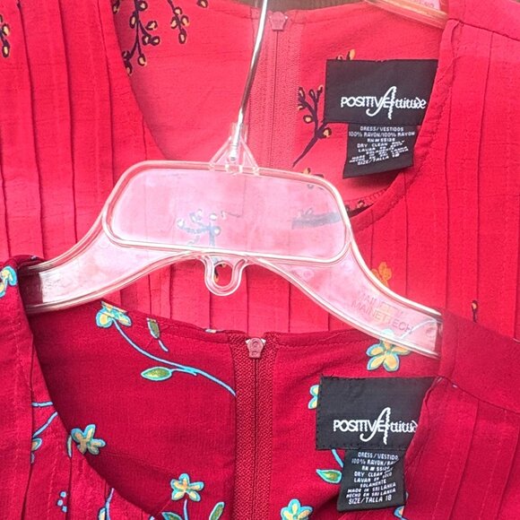 2 PositiveAttitude VTG FLORAL maxi dresses pintuck pleats ORANGE & RED(NWT)SZ 18 - Picture 6 of 12